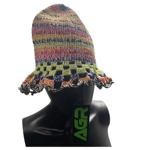 AGR Knit Crochet Bucket Hat Multicolor Cotton Designer Streetwear loud luxury